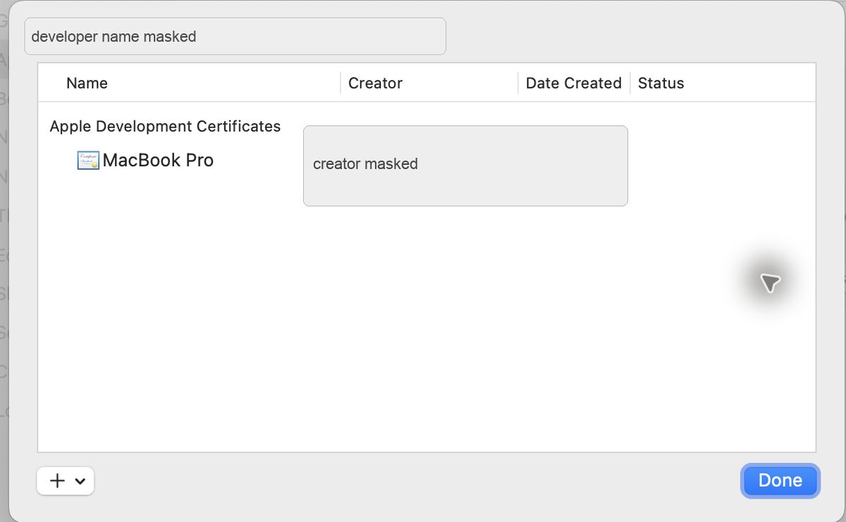 Xcode Manage Certificates with Apple Development certificate